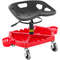 Rolling Garage Stool, Adjustable Shop Seat with 360-Degree Swivel Wheels, Tool Tray & Bottle Holders, Mechanic Stool