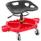 Rolling Garage Stool, Adjustable Shop Seat with 360-Degree Swivel Wheels, Tool Tray & Bottle Holders, Mechanic Stool