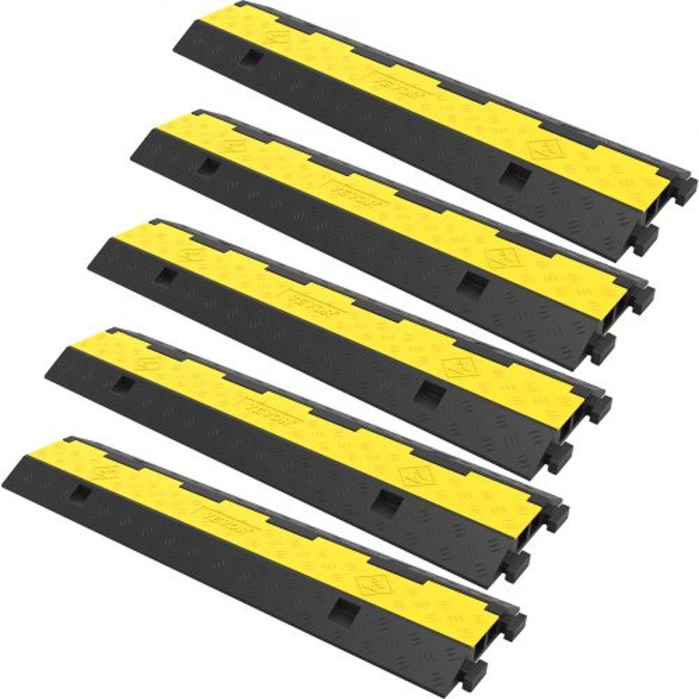 Cable Protector Ramp Channels Speed Bump Hump, Rubber Modular Speed Bump High LBS Load Capacity, Driveway Cord Cover