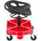 Rolling Garage Stool, Adjustable Shop Seat with 360-Degree Swivel Wheels, Tool Tray & Bottle Holders, Mechanic Stool