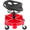 Rolling Garage Stool, Adjustable Shop Seat with 360-Degree Swivel Wheels, Tool Tray & Bottle Holders, Mechanic Stool