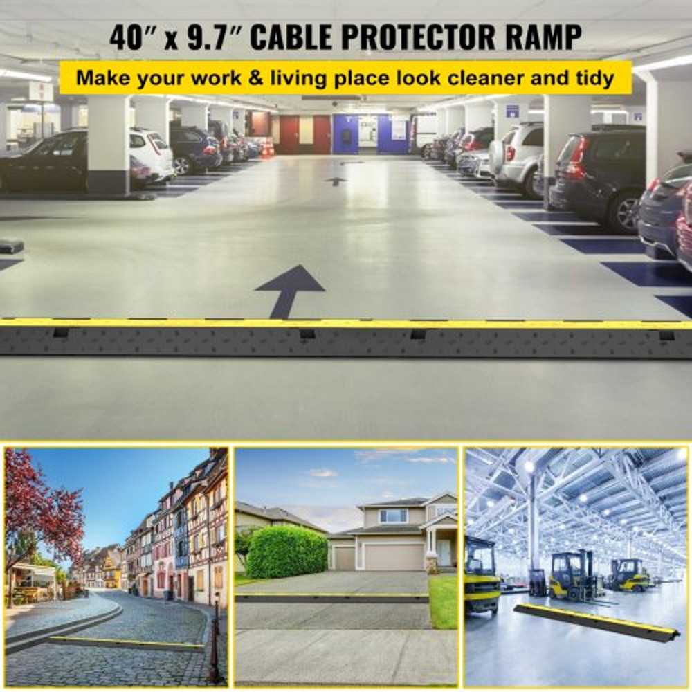 Cable Protector Ramp Channels Speed Bump Hump, Rubber Modular Speed Bump High LBS Load Capacity, Driveway Cord Cover