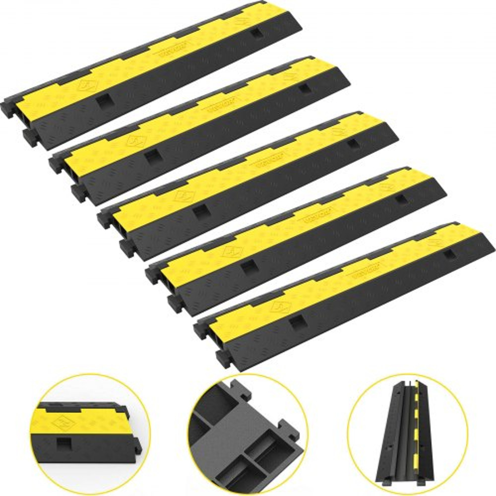 Cable Protector Ramp Channels Speed Bump Hump, Rubber Modular Speed Bump High LBS Load Capacity, Driveway Cord Cover