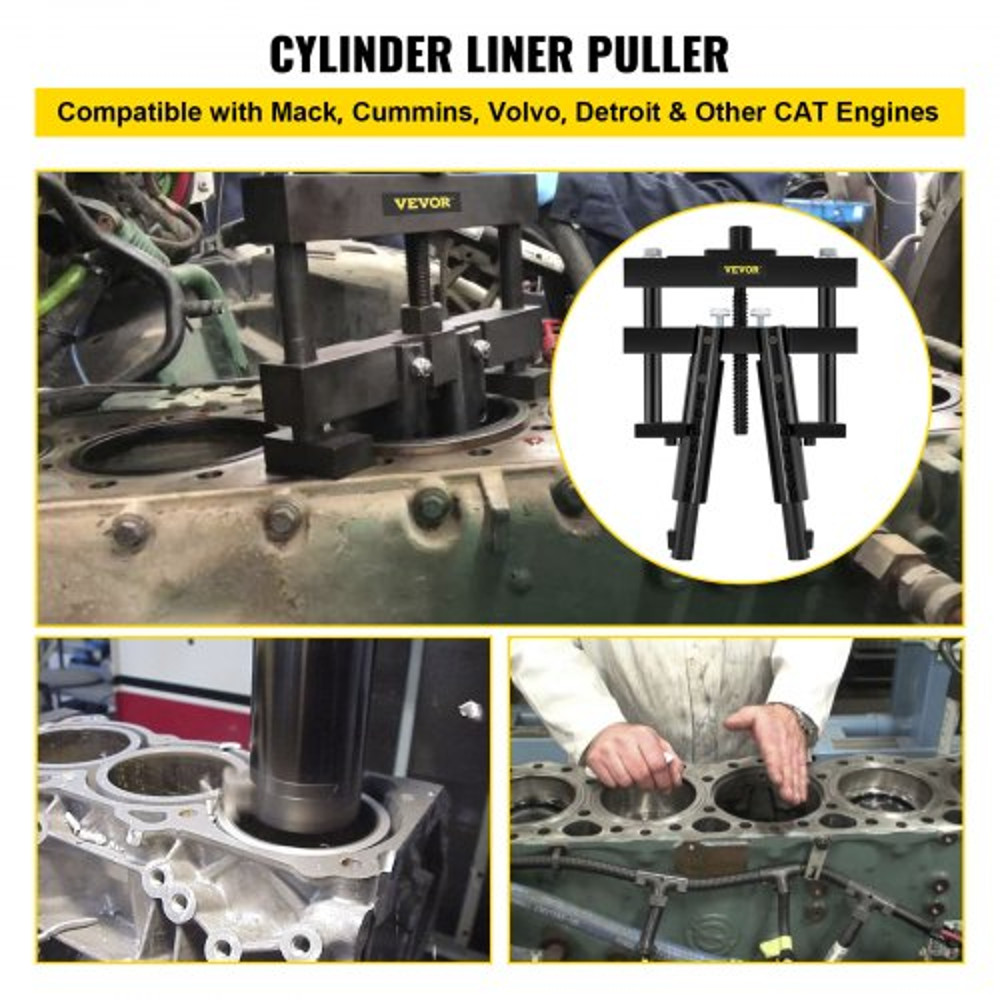 Heavy-Duty Universal Cylinder Liner Puller for CAT, Mack, Cummins Engines, Fits Wet Liners, Replace PT