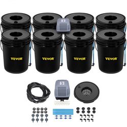 deep water culture dwc hydroponic system, gallon bucket grow kit with air pump, stones, & water level device