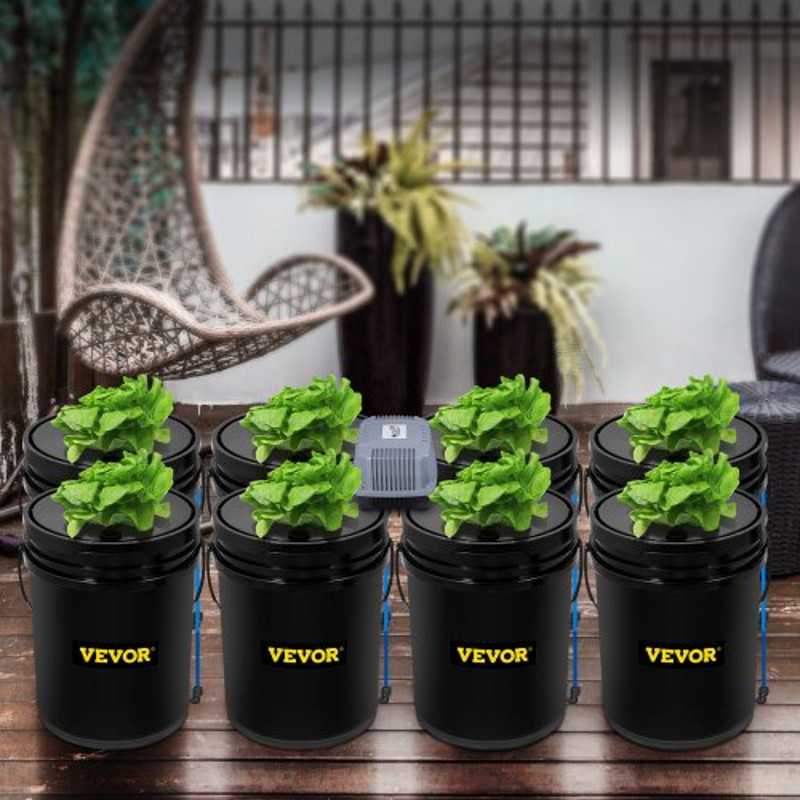 Deep Water Culture DWC Hydroponic System, Gallon Bucket Grow Kit with Air Pump, Stones, & Water Level Device