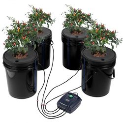 dwc hydroponic system gallon buckets, deep water culture growing bucket kit with pump, air stone & water level device