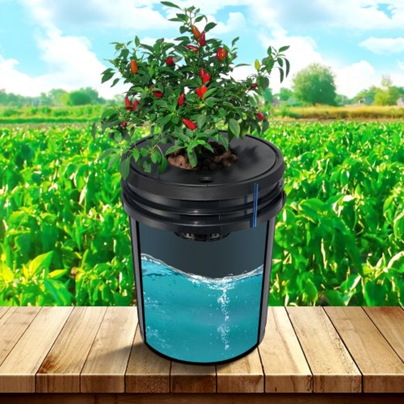 DWC Hydroponic System Gallon Buckets, Deep Water Culture Growing Bucket Kit with Pump, Air Stone & Water Level Device