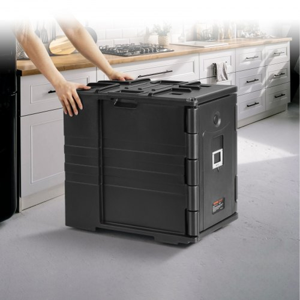 Insulated Food Pan Carrier, Qt Hot Box for Catering, LLDPE Front Loading Food Warmer with Handles, Double Buckles