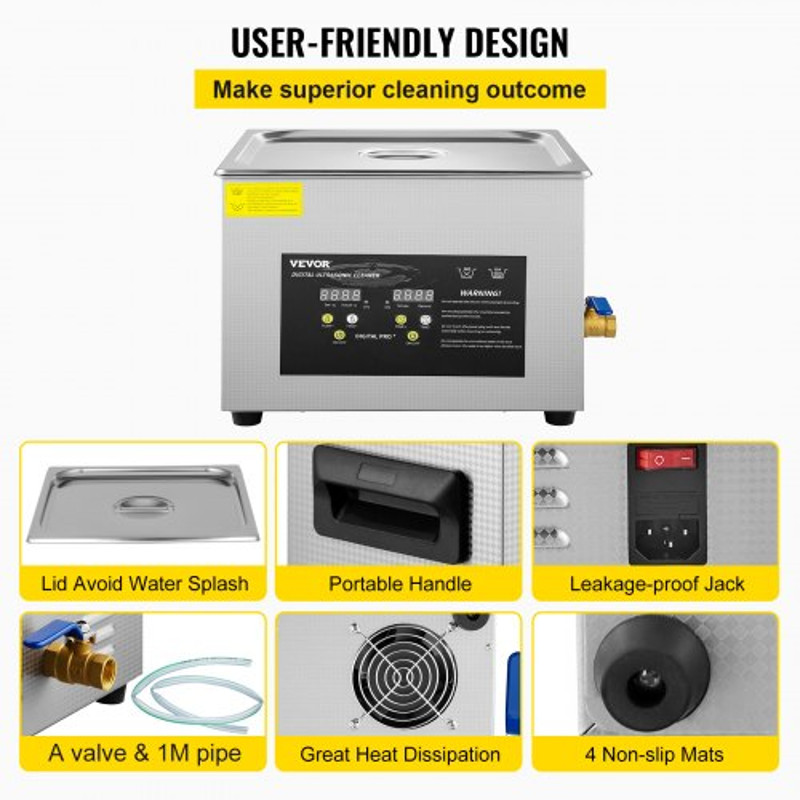 600W Ultrasonic Cleaner With Heater 15L Digital Professional Cleaning Machine For Jewelry Dental To 6