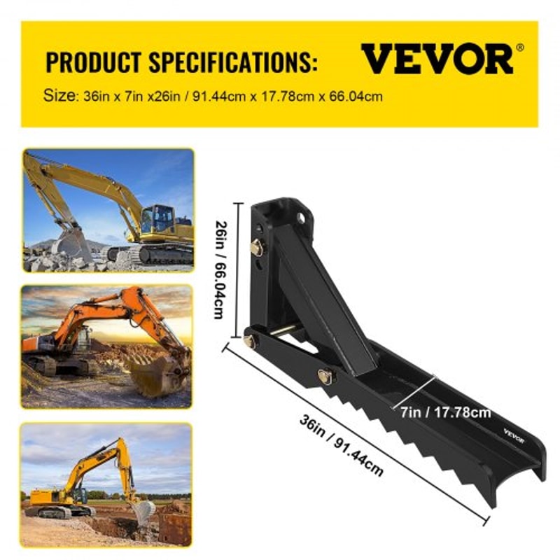 Heavy Duty Weld On Backhoe Thumb, Adjustable Excavator Hoe Clamp with Teeth, Thick Steel Plate, and Bolt-On Design