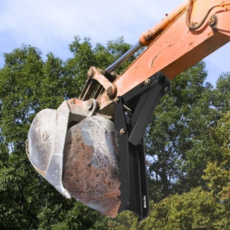Heavy Duty Weld On Backhoe Thumb, Adjustable Excavator Hoe Clamp with Teeth, Thick Steel Plate, and Bolt-On Design