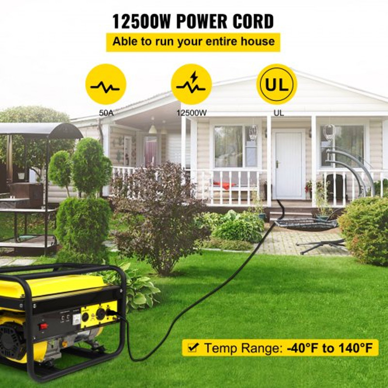 Amp Generator Power Cord STW, RV Extension Cord NEMA Bare Wire for Portable Generator, Motorhome, Home Backup & Outdoor