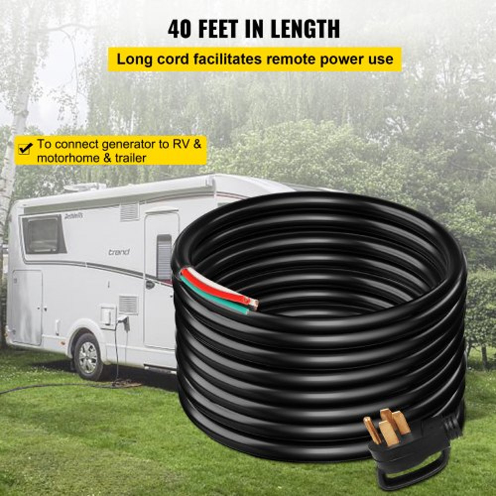 Amp Generator Power Cord, STW Gauge Extension Cord, Bare Wire for RV, Motorhome, Portable Generator, and Home Backup