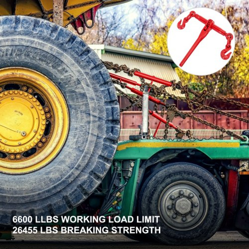 Ratchet Load Binder 6600lbs Capacity Adjustable Length Ratchet Chain Binder W G70 Hooks For Tie Dow 2