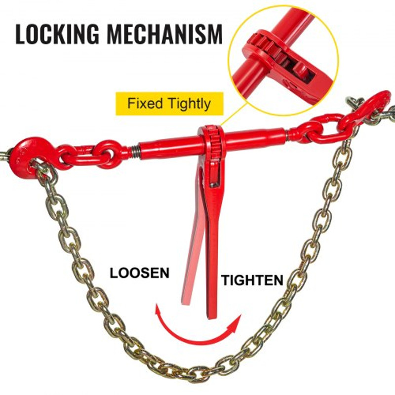 Ratchet Load Binder 6600lbs Capacity Adjustable Length Ratchet Chain Binder W G70 Hooks For Tie Dow 4