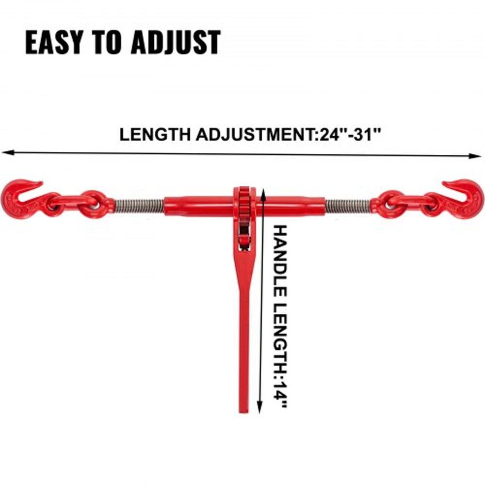 Ratchet Load Binder 6600lbs Capacity Adjustable Length Ratchet Chain Binder W G70 Hooks For Tie Dow 5