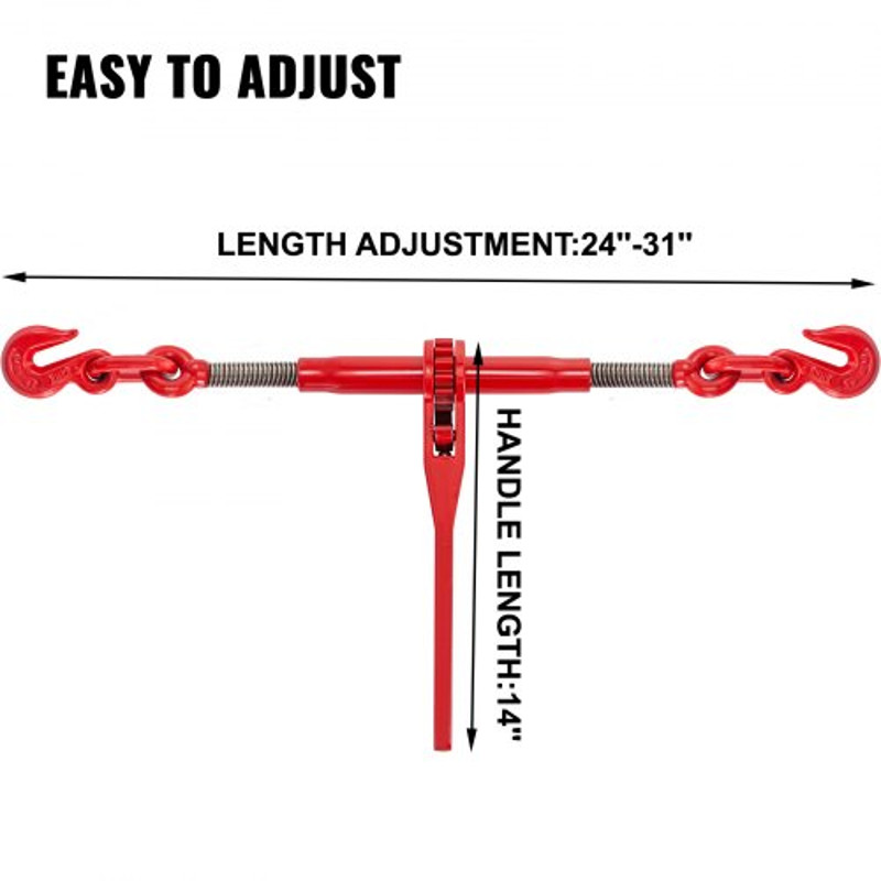 Ratchet Load Binder 6600lbs Capacity Adjustable Length Ratchet Chain Binder W G70 Hooks For Tie Dow 5