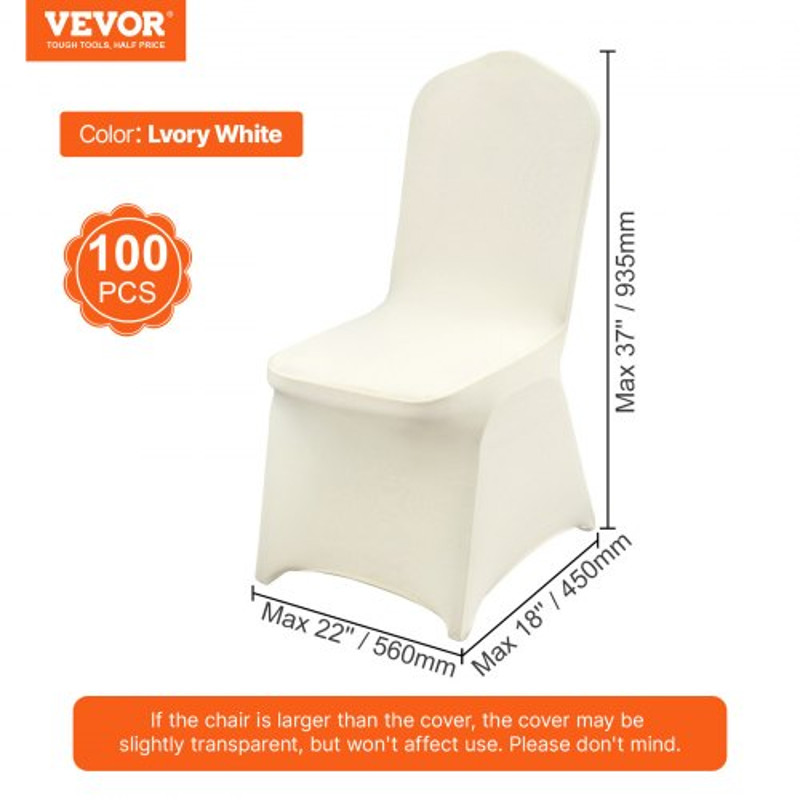 100Pack Ivory White Universal Fitted Chair Covers Stretch Spandex Slipcovers For Weddings Banquets 7
