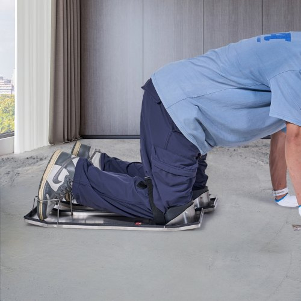 Concrete Slider Knee Board Pair 28 X 8 Stainless Steel Kneeboards W Pads Straps For Concrete Finis 0