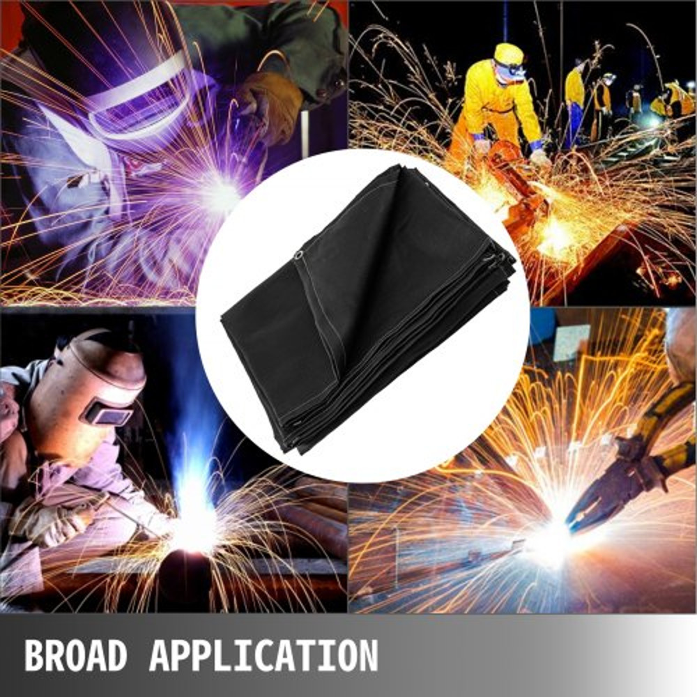Welding Blanket Black, Portable Fiberglass Fire Retardant Blanket, Thermal Resistant Welding Mat with Carry Bag