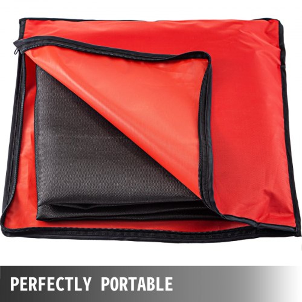 Portable Welding Fireproof Blanket, Black Fiberglass Welding Mat, Heavy-Duty Thermal Resistant Insulation Blanket
