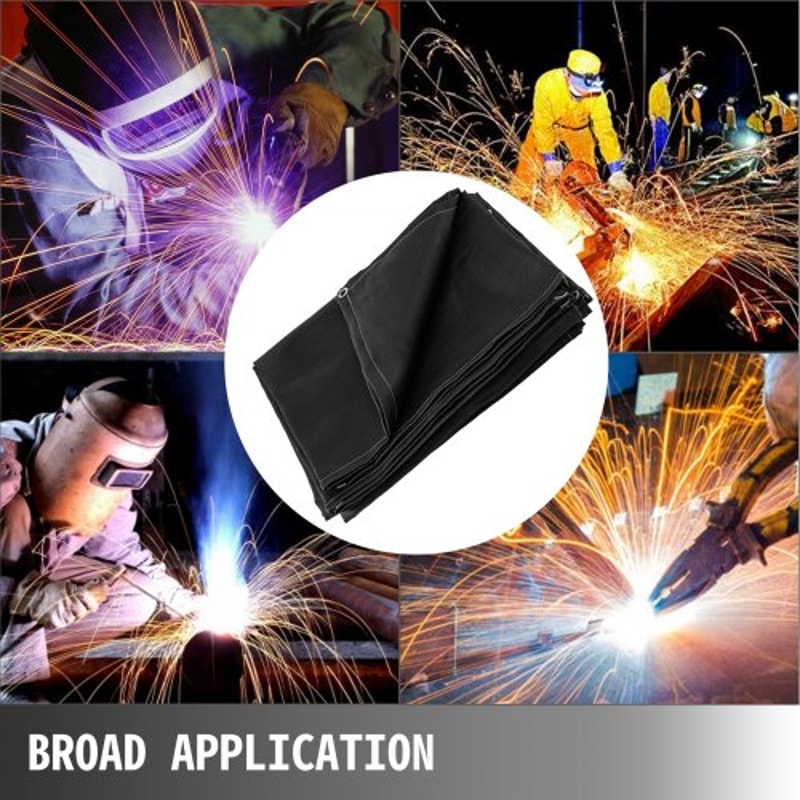 Portable Welding Fireproof Blanket, Black Fiberglass Welding Mat, Heavy-Duty Thermal Resistant Insulation Blanket
