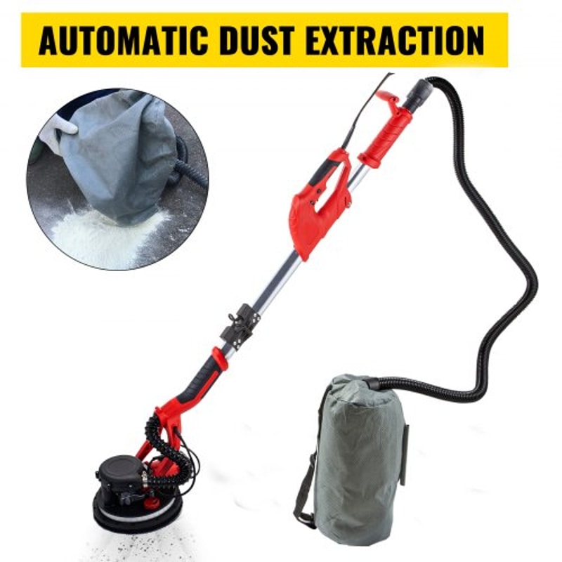 Electric Drywall Sander with LED Strip Light, Foldable Sheetrock Sander with Vacuum Bag, Variable Speed & Telescopic