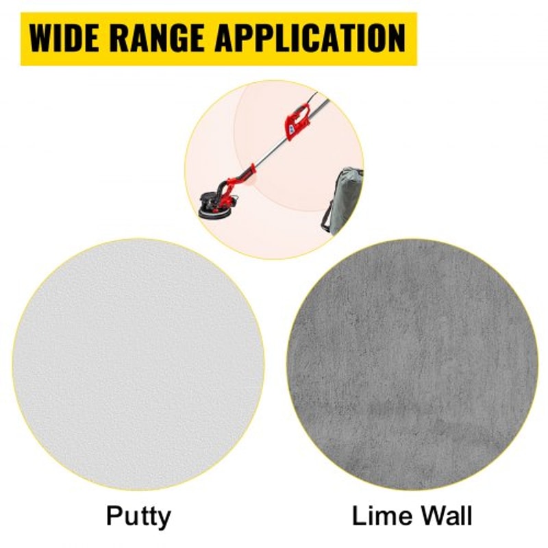 Electric Drywall Sander with LED Strip Light, Foldable Sheetrock Sander with Vacuum Bag, Variable Speed & Telescopic