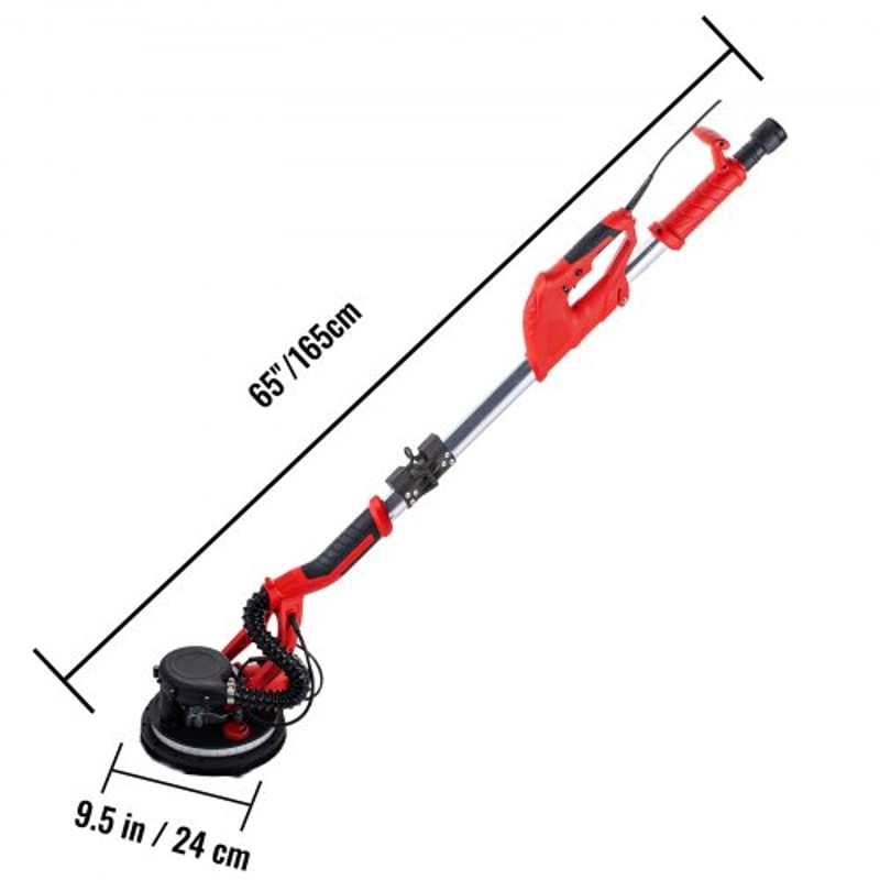 Electric Drywall Sander with LED Strip Light, Foldable Sheetrock Sander with Vacuum Bag, Variable Speed & Telescopic