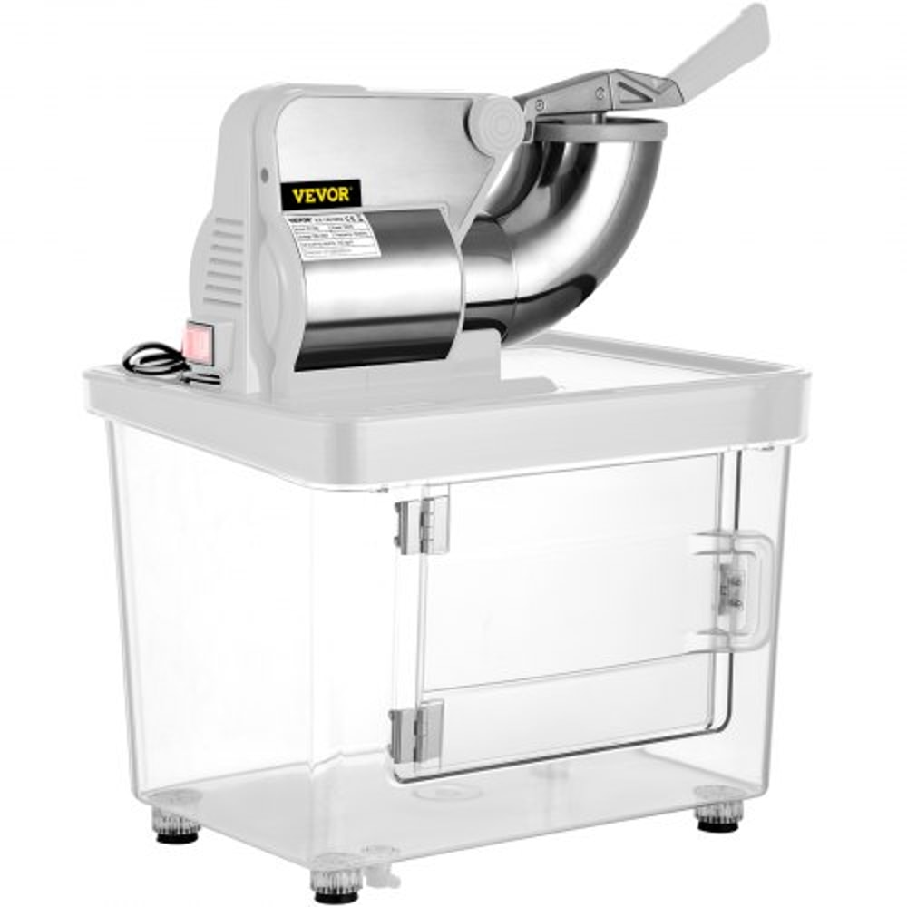 Commercial Ice Crusher, Electric Snow Cone Machine with Dual Blades, Stainless Steel Shaved Ice Machine for Restaurants