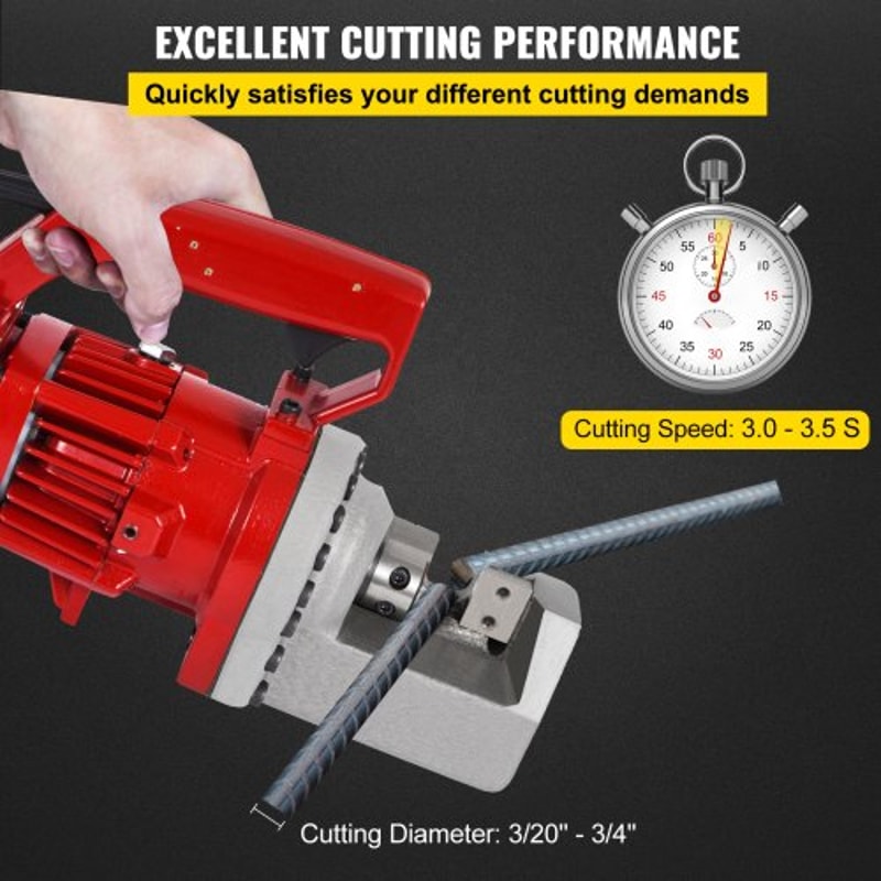 Electric Rebar Cutter, Portable Hydraulic Steel Bar Cutter for Rebar, Fast Cut Time, Industrial-Grade Rebar Cutting Tool