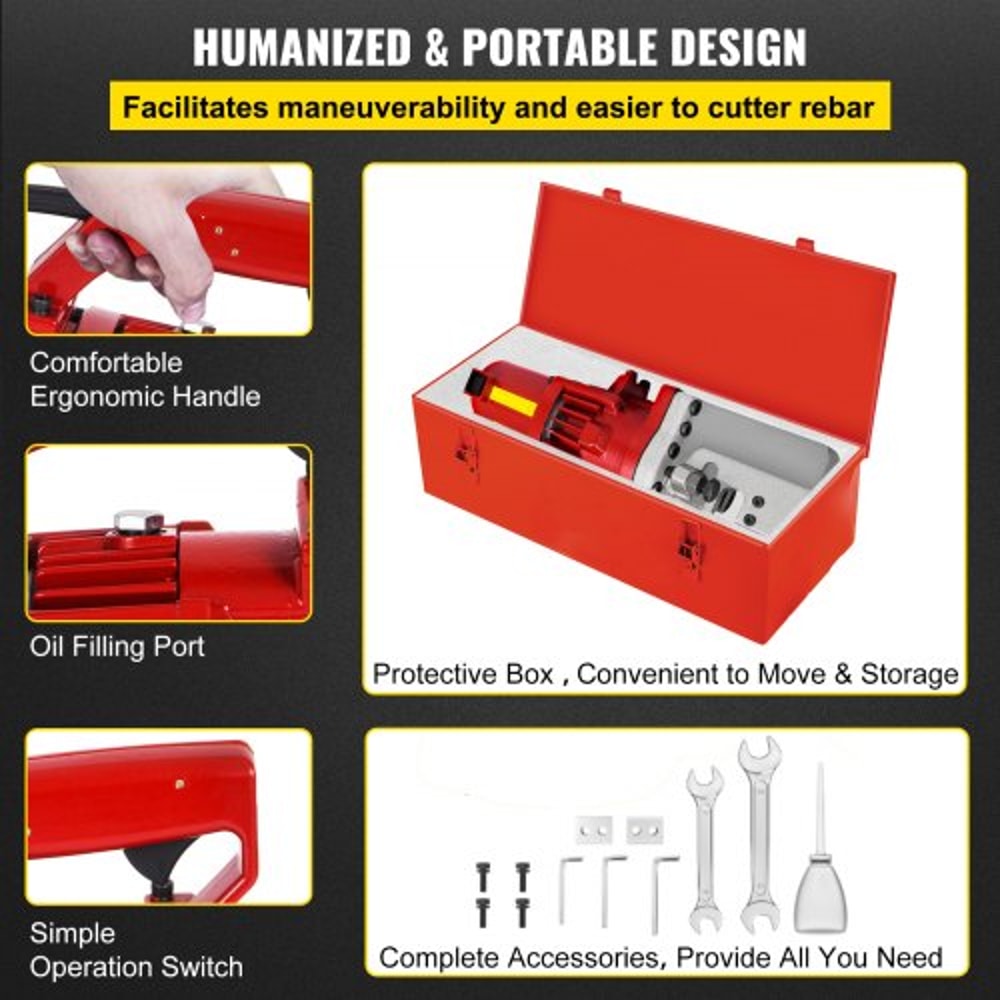 Electric Rebar Cutter, Portable Hydraulic Steel Bar Cutter for Rebar, Fast Cut Time, Industrial-Grade Rebar Cutting Tool