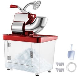 commercial ice crusher, dual blade stainless steel snow cone machine for restaurants, bars, and home use
