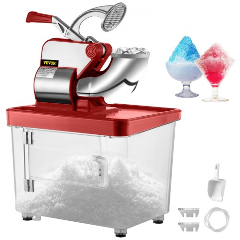 Commercial Ice Crusher, Dual Blade Stainless Steel Snow Cone Machine for Restaurants, Bars, and Home Use