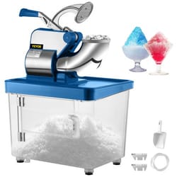 stainless steel shaved ice machine, commercial snow cone maker with dual blades, ice crusher for home, bars & food