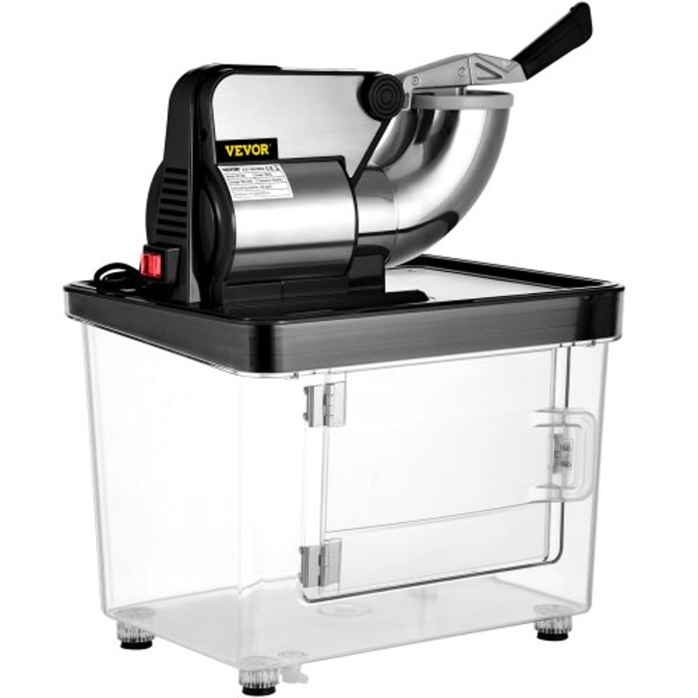 Stainless Steel Shaved Ice Machine, Commercial Snow Cone Maker with Dual Blades, Ice Crusher for Home, Bars & Food