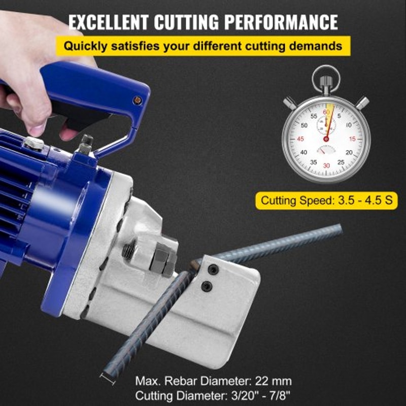 Rebar Cutter Electric Hydraulic, Cut Rebar in 4.5 Seconds, Industrial-Grade Cutter with Blades & Storage Case