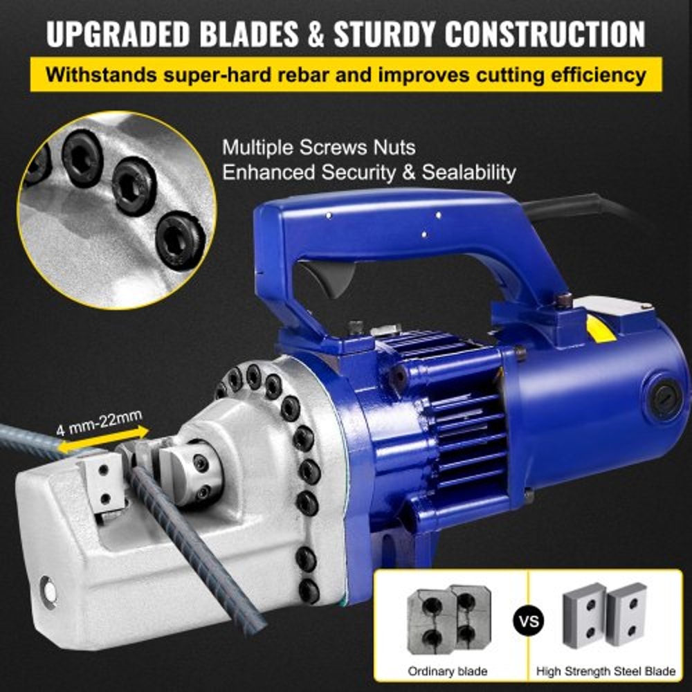 Rebar Cutter Electric Hydraulic, Cut Rebar in 4.5 Seconds, Industrial-Grade Cutter with Blades & Storage Case