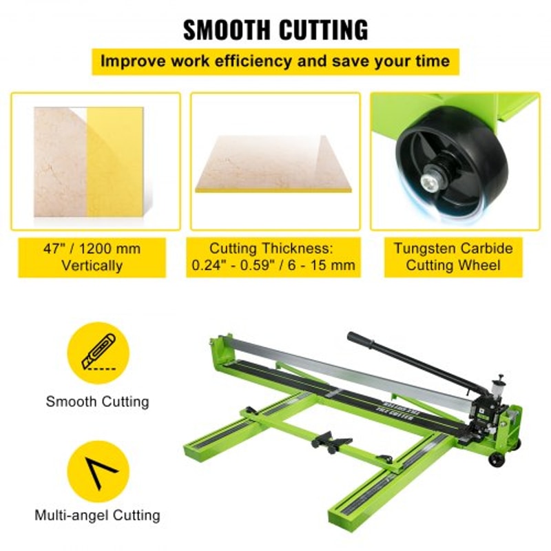 Manual Tile Cutter Hand Tool, Heavy-Duty Tile Cutting Machine w/ Laser Guide & Spare Cutter, Precision Porcelain Ceramic