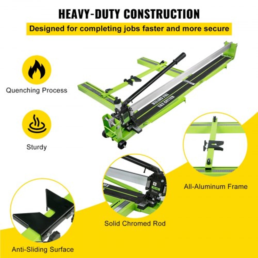 Manual Tile Cutter Hand Tool, Heavy-Duty Tile Cutting Machine w/ Laser Guide & Spare Cutter, Precision Porcelain Ceramic