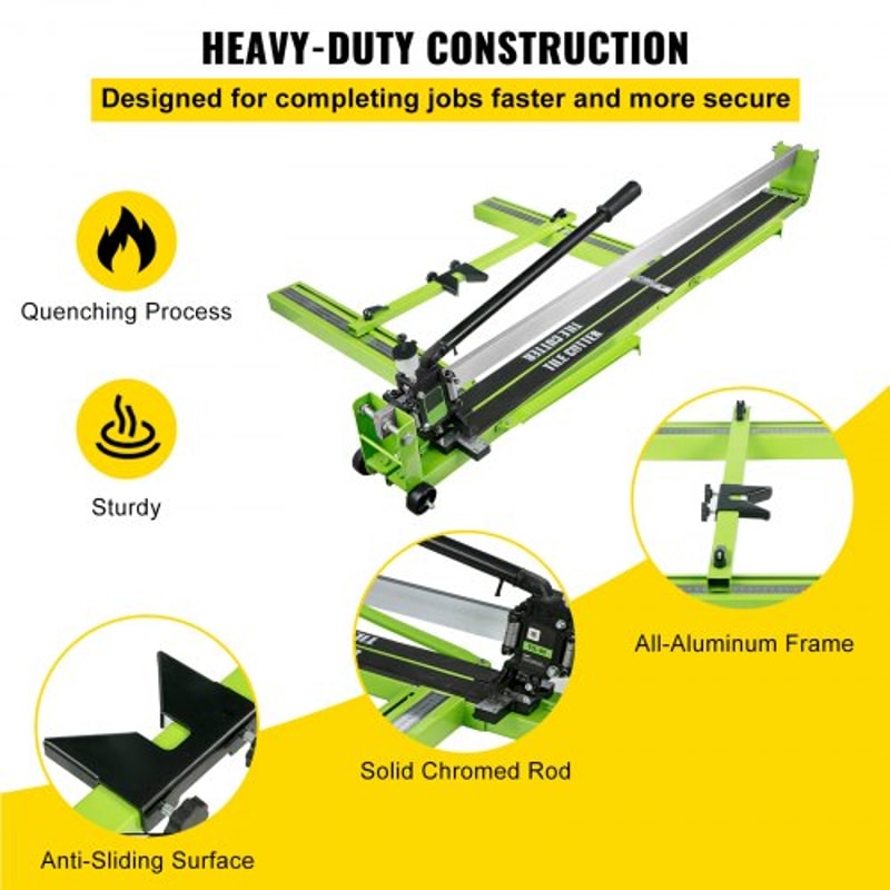 Manual Tile Cutter Hand Tool, Heavy-Duty Tile Cutting Machine w/ Laser Guide & Spare Cutter, Precision Porcelain Ceramic