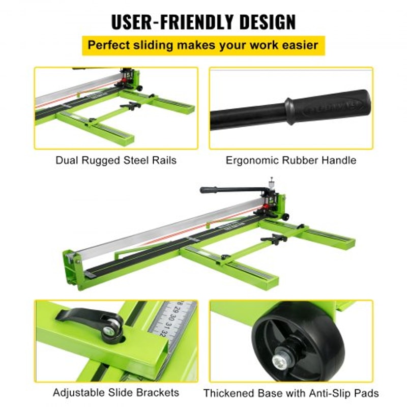 Manual Tile Cutter Hand Tool, Heavy-Duty Tile Cutting Machine w/ Laser Guide & Spare Cutter, Precision Porcelain Ceramic
