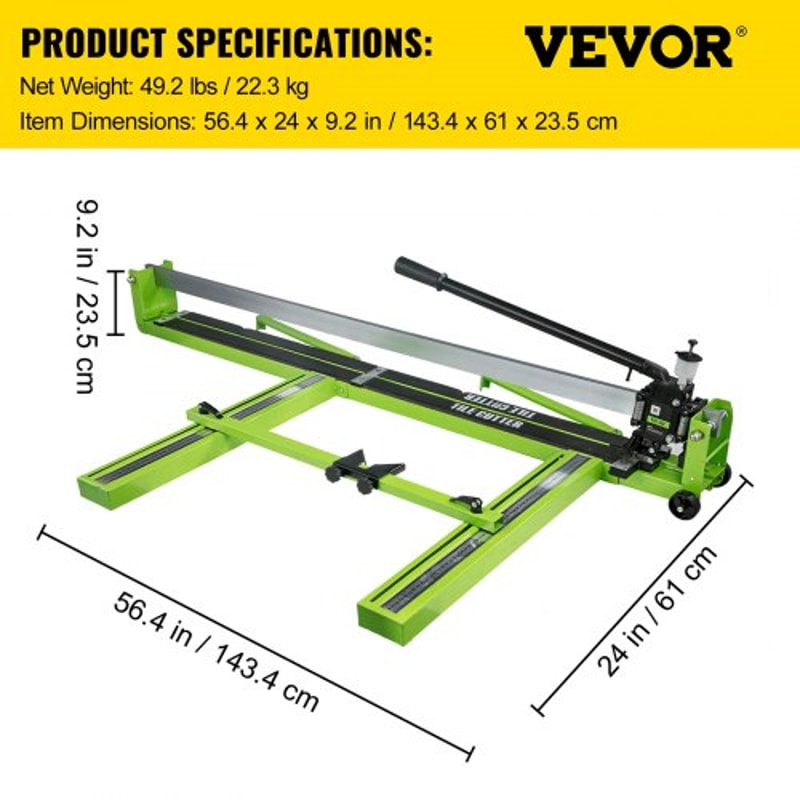 Manual Tile Cutter Hand Tool, Heavy-Duty Tile Cutting Machine w/ Laser Guide & Spare Cutter, Precision Porcelain Ceramic