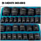 26-Piece 1/2" Drive Impact Socket Set, CR-V Steel 6-Point Shallow Sockets (10mm-36mm) with Storage Case