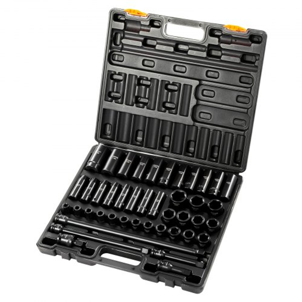 43Piece 12 Drive Impact Socket Set 6Point Metric Sockets 930mm Standard Deep Includes Extensions 1