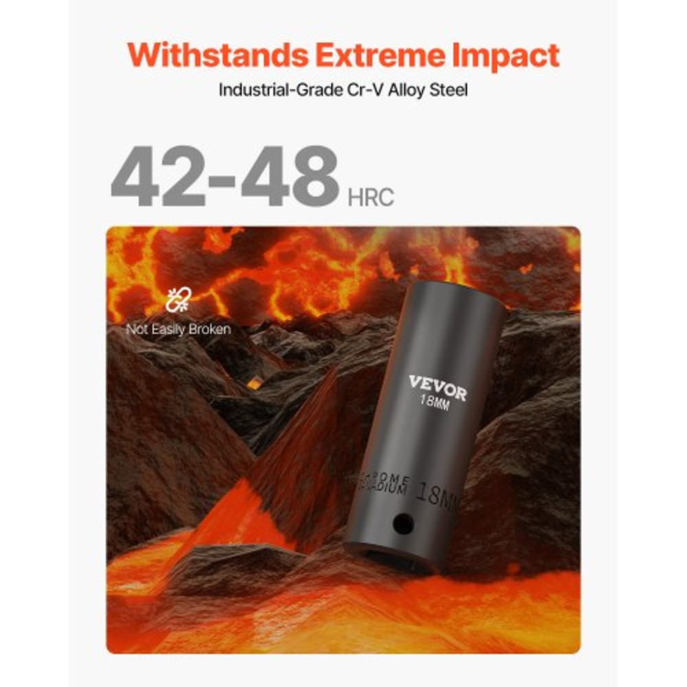 43Piece 12 Drive Impact Socket Set 6Point Metric Sockets 930mm Standard Deep Includes Extensions 2