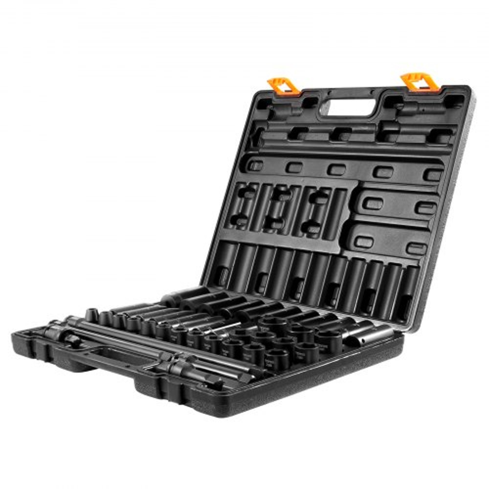 43Piece 12 Drive Impact Socket Set 6Point Metric Sockets 930mm Standard Deep Includes Extensions 9