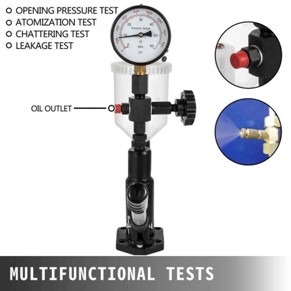 400Bar 6000PSI Diesel Fuel Injector Tester Dual Scale Gauge Pop Pressure Tester Kit For Adjusting 5