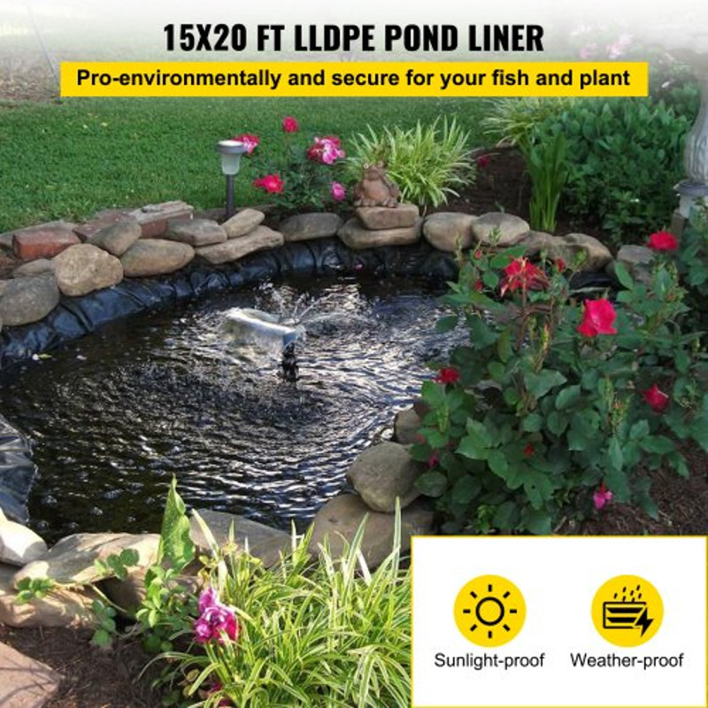 20 Mil Pond Liner 15x20 Ft HeavyDuty LLDPE Fish Pond Liner For Water Features Koi Ponds Backyard L 2